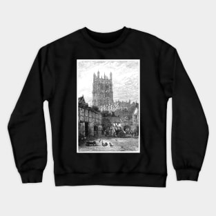 Engraving of St. Giles Church in Wrexham, Wales Crewneck Sweatshirt